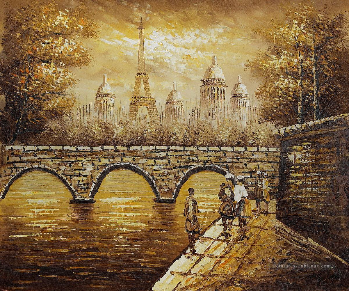 PARIS EIFFEL tour du pont Peintures à l'huile